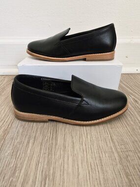 Patina Portland Black Leather Slip On Loafer Shoes 6 Womens Footwear Flats